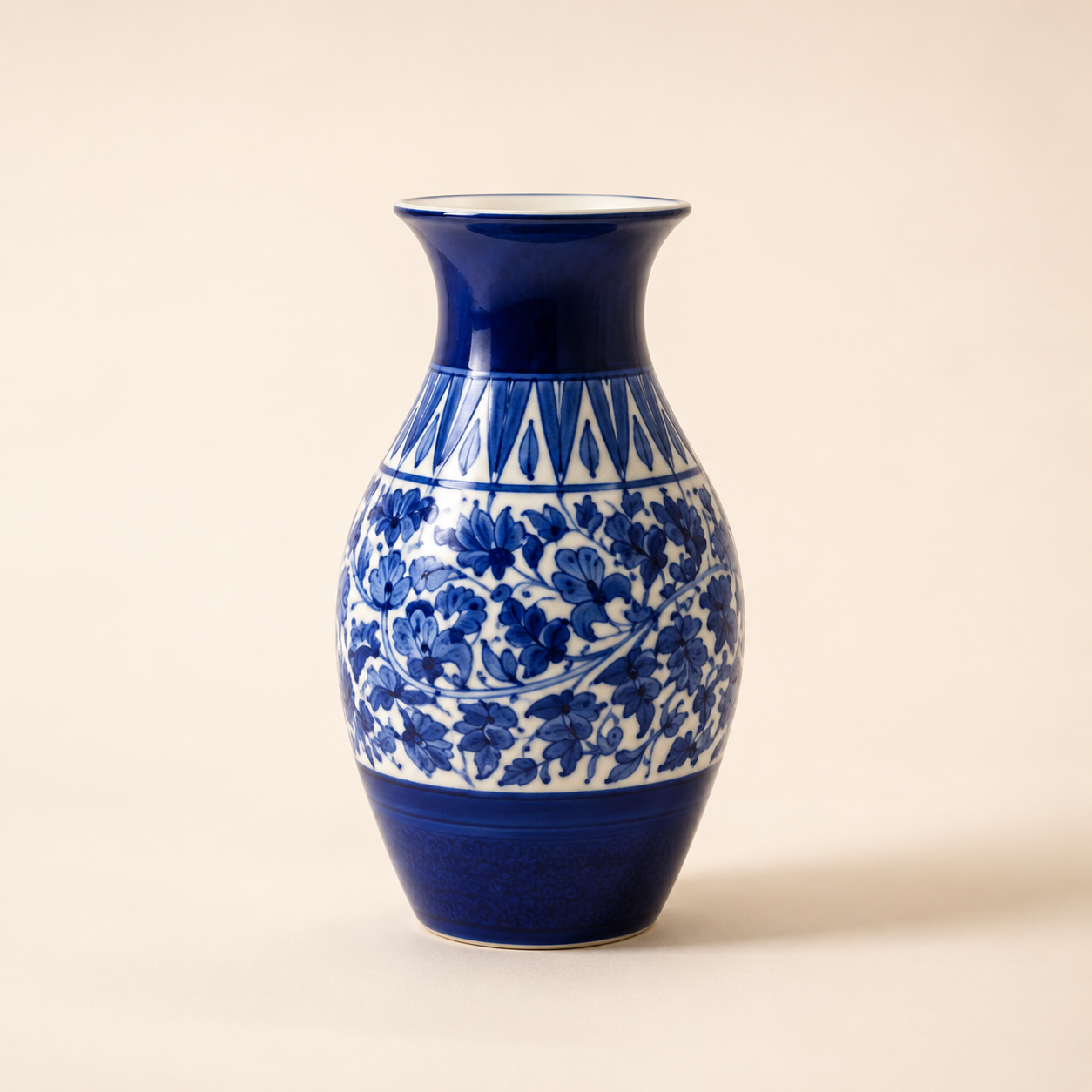 Serina Blue Flower Vase – Hand-Painted Ceramic Blue Pottery Decorative Vase