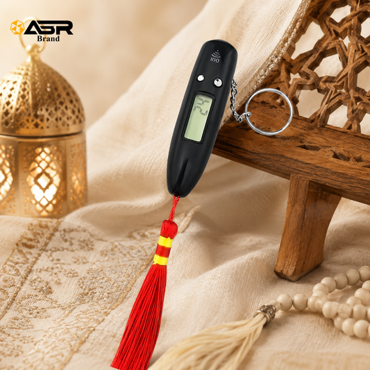 Digital Tasbih Counter Keychain with LCD Display and Red Tassel
