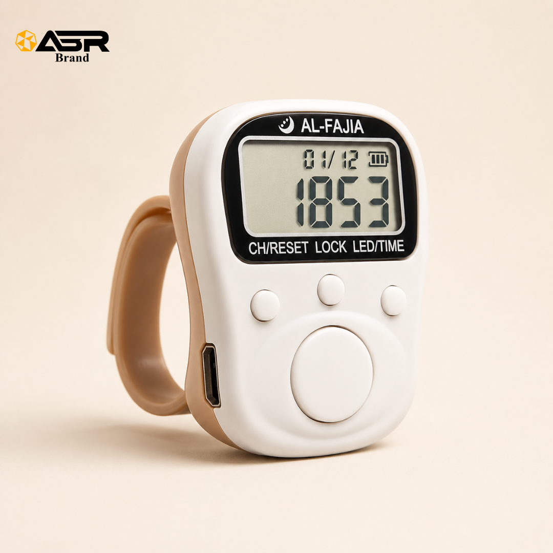 Al-Fajia Digital Tasbih Counter Ring with LED Light and Lock Feature
