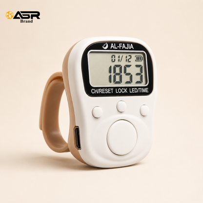 Al-Fajia Digital Tasbih Counter Ring with LED Light and Lock Feature