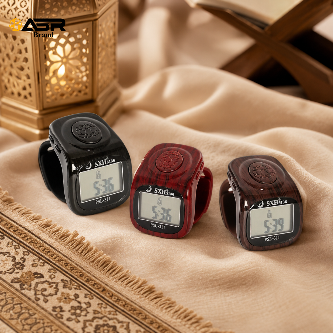 8 Channel Digital Tasbih Counter Ring with LED Display and Clock