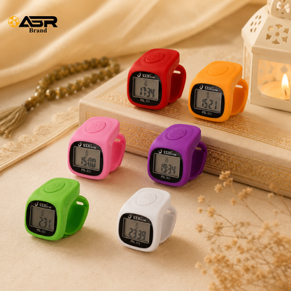 8 Channel Digital Tasbih Counter Ring with LED Display and Clock