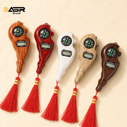 Digital Tasbih Counter with Compass and Red Tassel