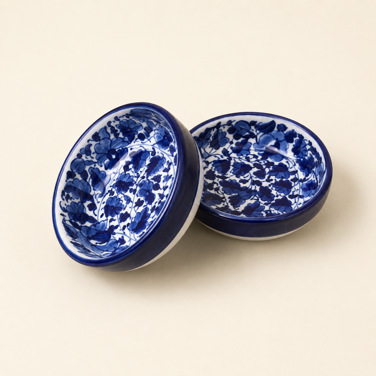 Blue Pattern Small Bowls Set of 2 – Hand-Painted Ceramic Blue Pottery Bowls