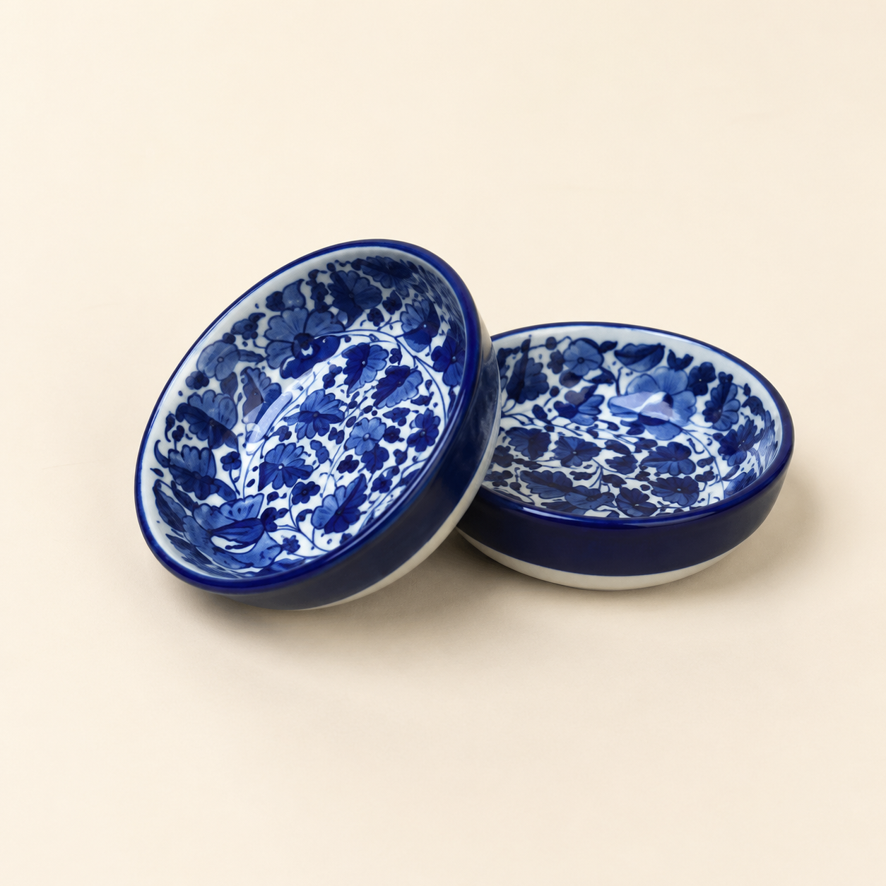Blue Pattern Small Bowls Set of 2 – Hand-Painted Ceramic Blue Pottery Bowls