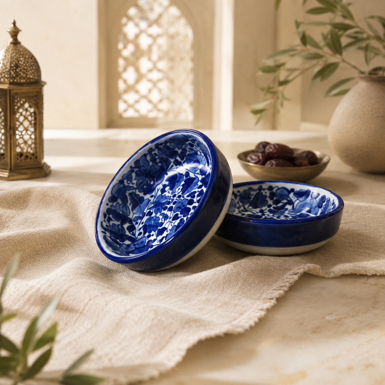 Blue Pattern Small Bowls Set of 2 – Hand-Painted Ceramic Blue Pottery Bowls