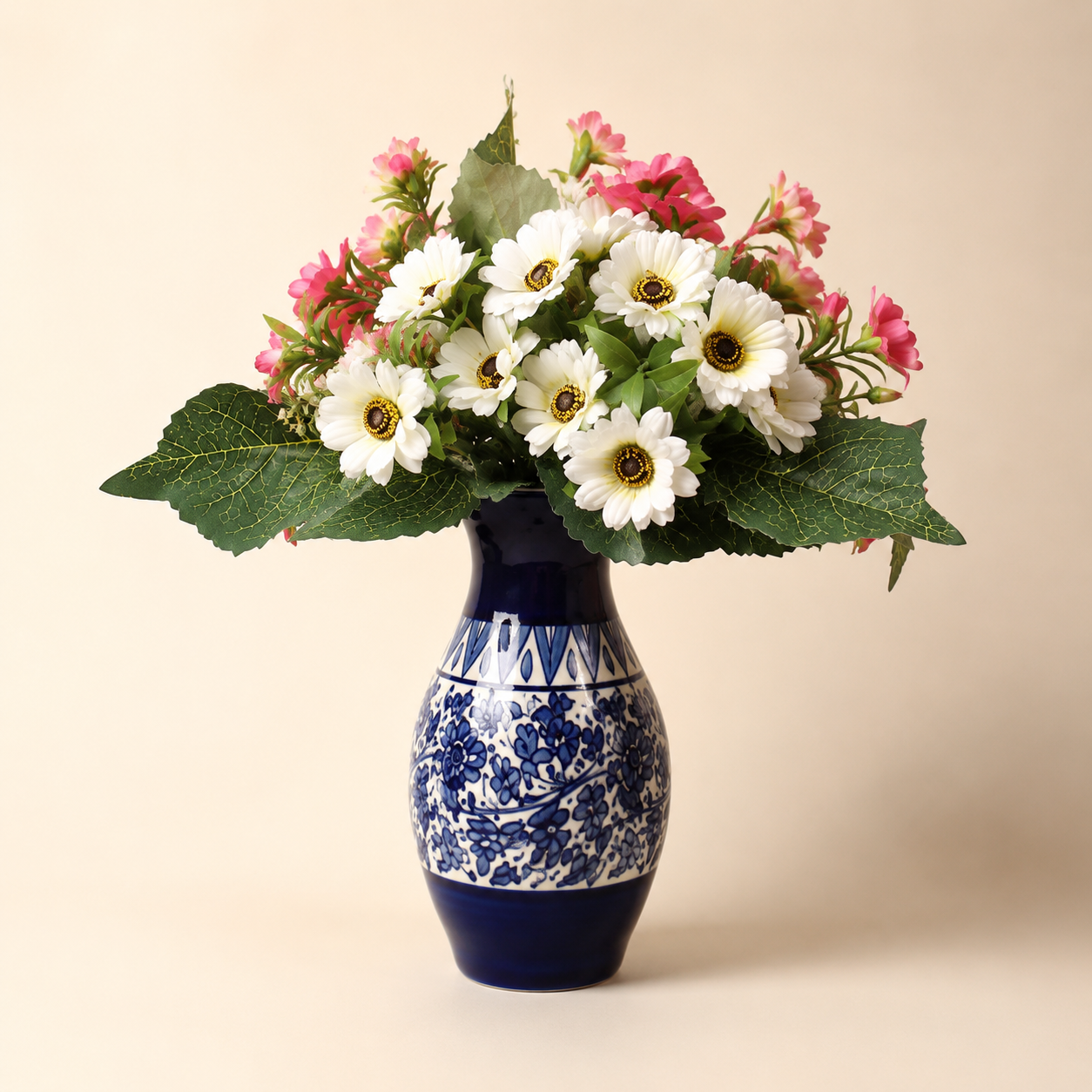 Serina Blue Flower Vase – Hand-Painted Ceramic Blue Pottery Decorative Vase