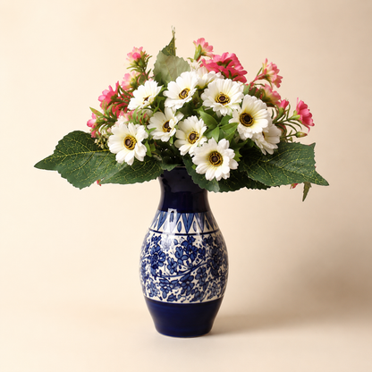 Serina Blue Flower Vase – Hand-Painted Ceramic Blue Pottery Decorative Vase