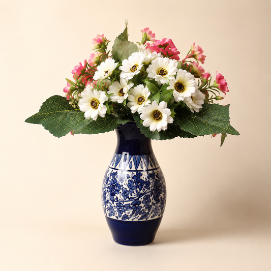 Serina Blue Flower Vase – Hand-Painted Ceramic Blue Pottery Decorative Vase