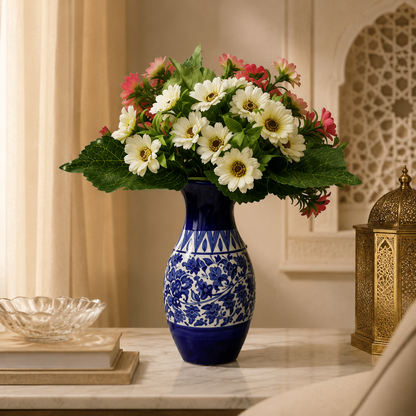 Serina Blue Flower Vase – Hand-Painted Ceramic Blue Pottery Decorative Vase