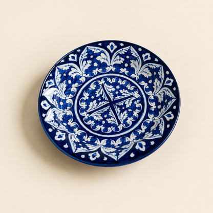 Blue Felicity Ceramic Quarter Plate – Hand-Painted Blue Pottery Decorative Plate