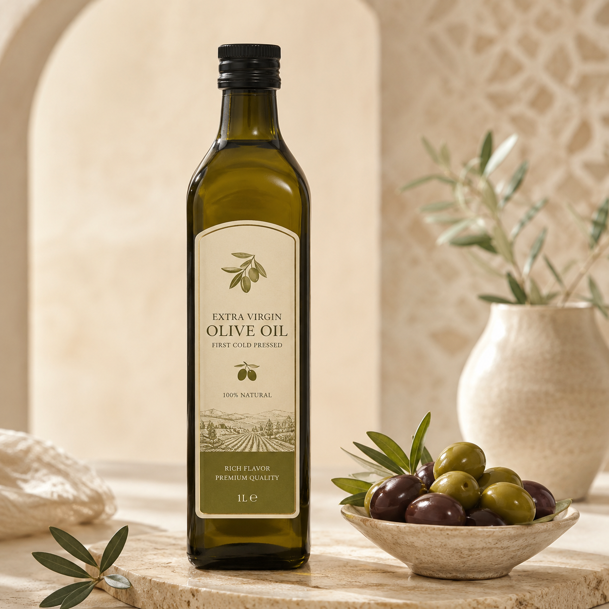 Extra Virgin Premium Olive Oil 1L – Natural Cooking & Dressing Oil